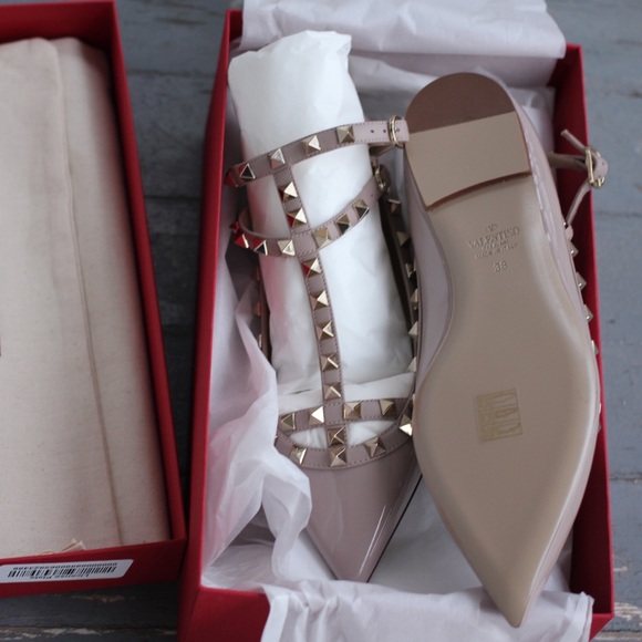 VALENTINO ROCKSTUD CAGED LEATHER BALLERINA FLAT 38 - Picture 6 of 8